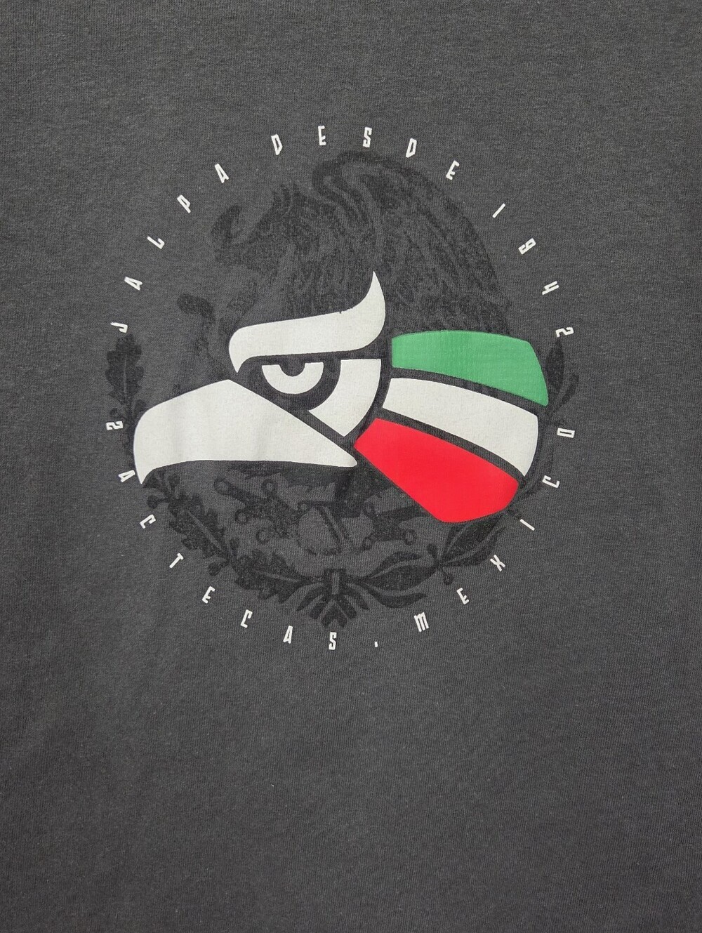 Women Charcoal Gray Graphic Jalpa Zacatecas Eagle Short Sleeve Tee Size Small - Picture 2 of 6